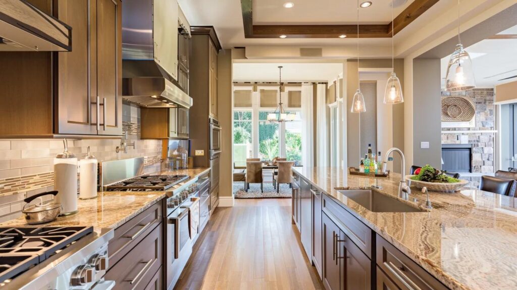 Luxurious remodeled kitchen highlighting sustainable design and energy-efficient appliances