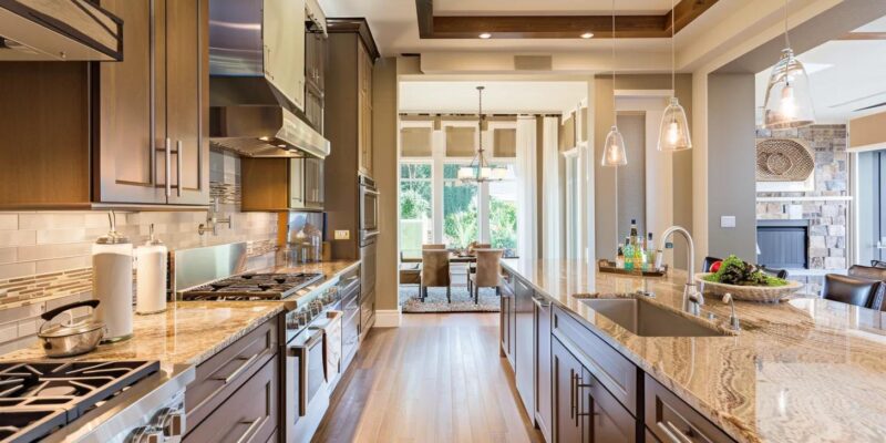 Luxurious remodeled kitchen highlighting sustainable design and energy-efficient appliances