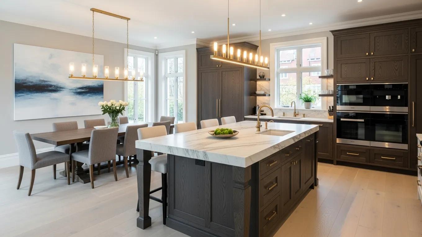 Custom cabinetry and elegant design features in a high-end home renovation showcasing modern aesthetics