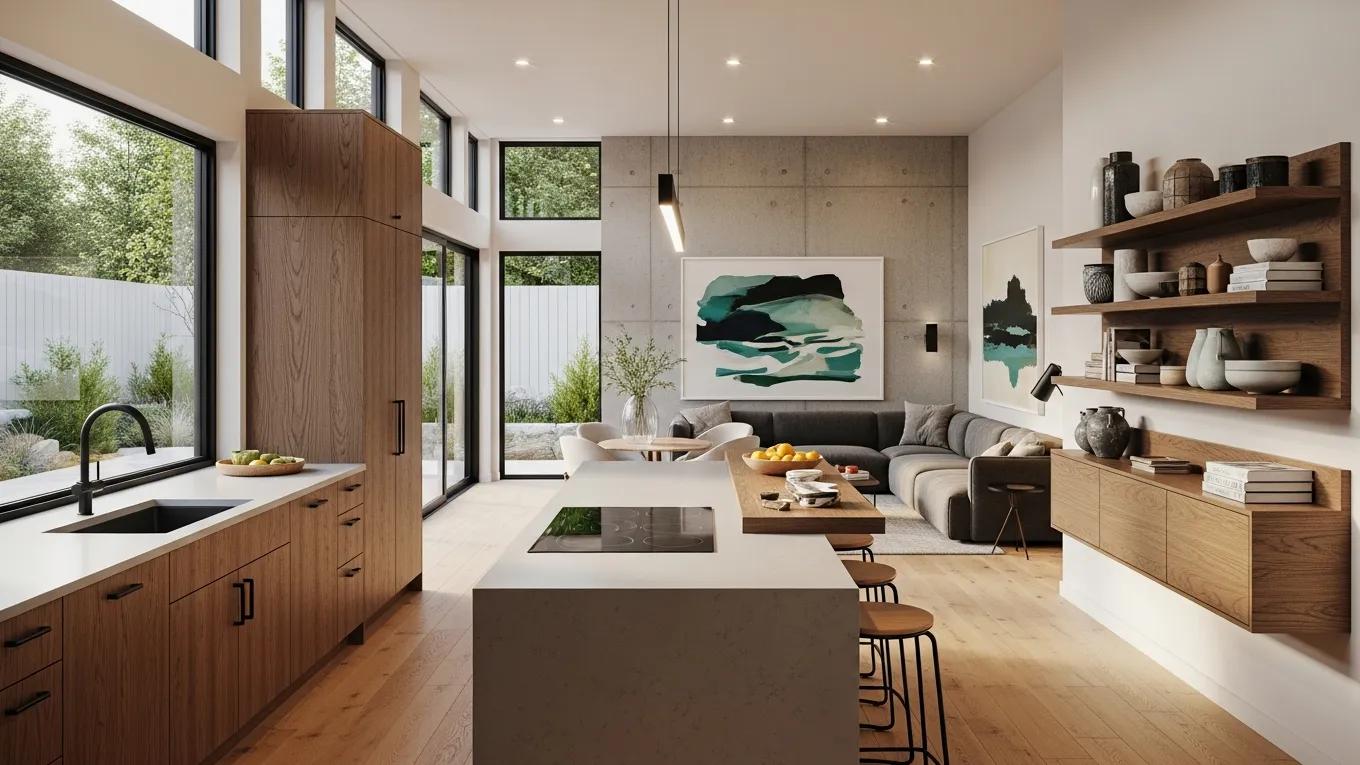 Luxurious interior of a high-end prefab home showcasing customization options