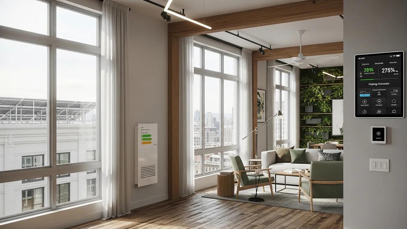 Luxury condo showcasing energy-efficient design and sustainable features