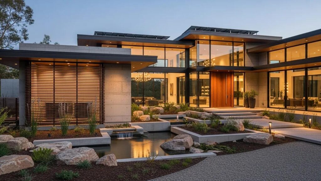 Luxury home exterior emphasizing building science principles and energy efficiency