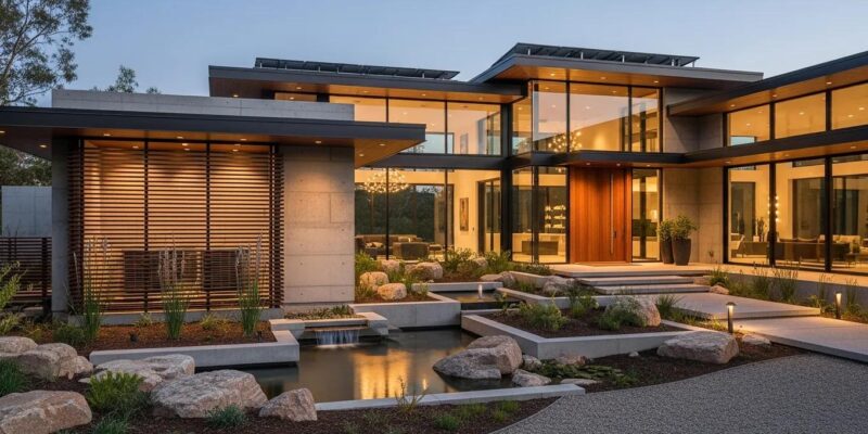 Luxury home exterior emphasizing building science principles and energy efficiency