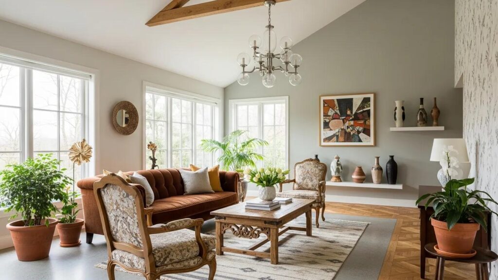 Luxury home renovation showcasing elegant design and sustainable materials in a stylish living area.
