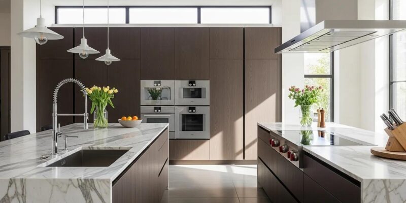 Luxury kitchen renovation showcasing high-end appliances and sophisticated design in a Katy home
