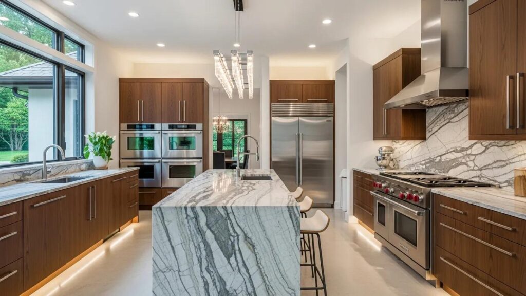 Luxury kitchen with custom cabinetry and premium appliances in a sophisticated environment