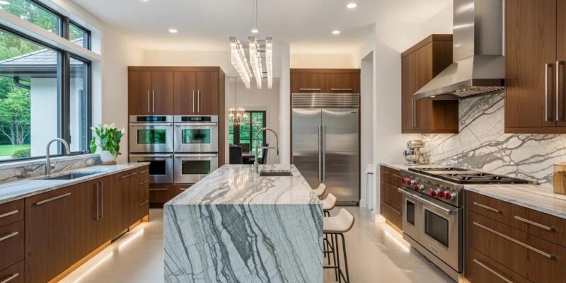 Luxury kitchen with custom cabinetry and premium appliances in a sophisticated environment
