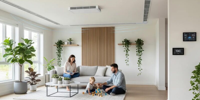 Modern custom home interior highlighting advanced ventilation systems for optimal indoor air quality